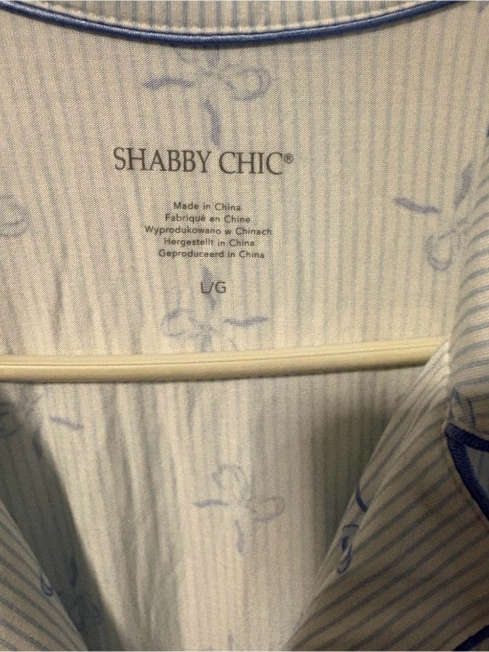 Shabby Chic Bow Print Pajama Set 3pc Large Short Sleeve Top Shorts Pants Blue L - Picture 10 of 11